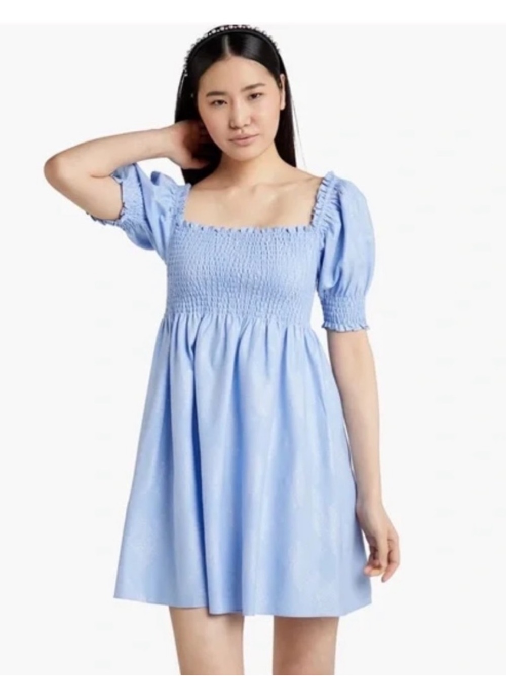 Hill House Athena Nap mini dress blue glitter check large